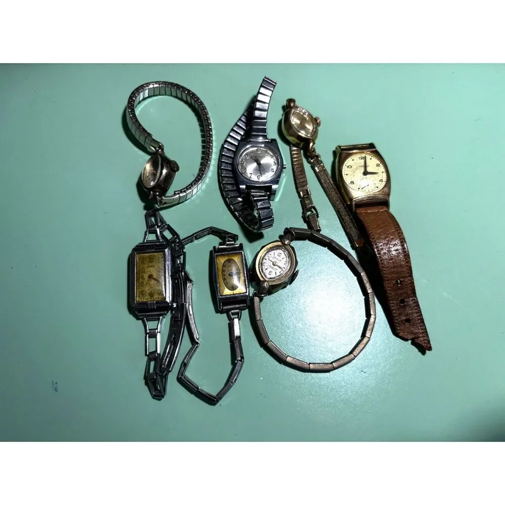 Repair lot of 7 manual wind vintage lot of women's watches, for parts/repair
